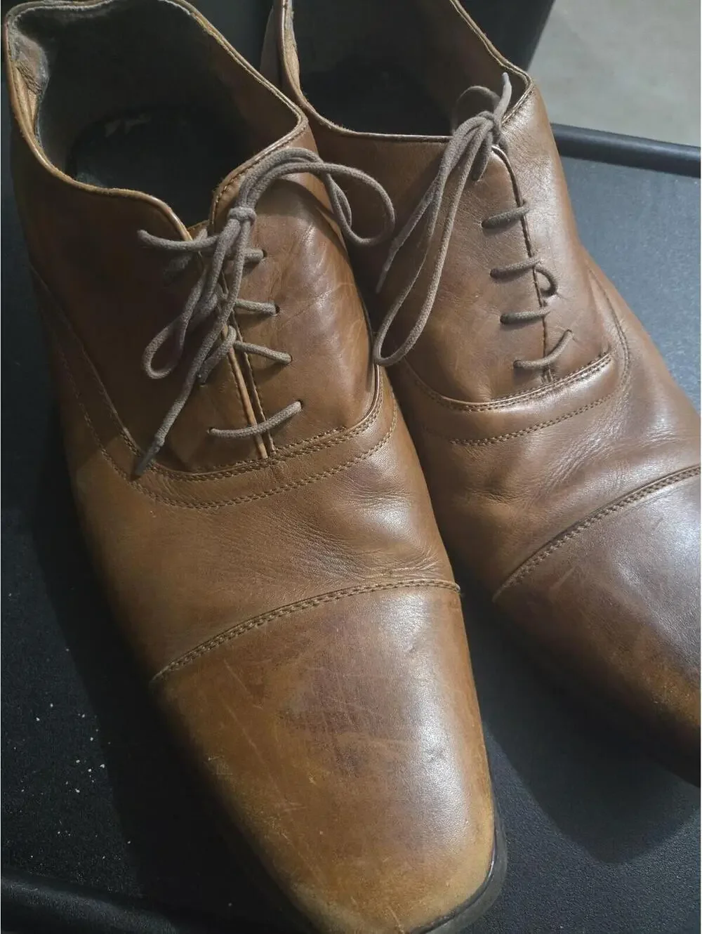 Mark Nason Men's Tan Leather Cap Toe Oxford Shoes Size 14